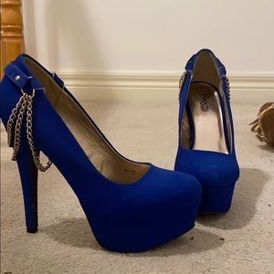 Blue suede heels